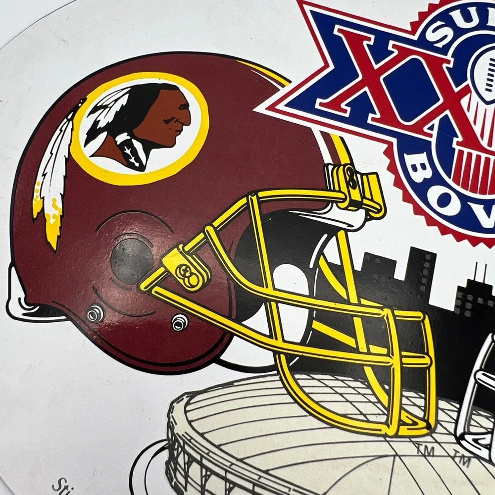 Vintage Super Bowl XXVI Large Magnet Washington Redskins vs Buffalo Bills 1992
